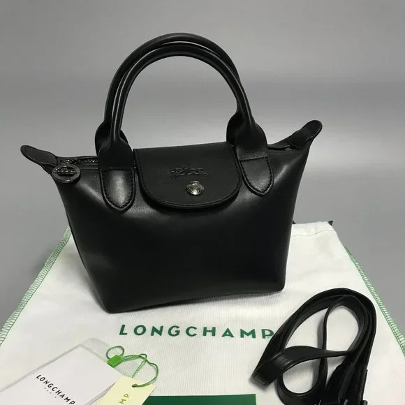 Longchamp Women's White Mini Le Pliage Leather Top Handle Bag Purse Crossbody i - Picture 4 of 11